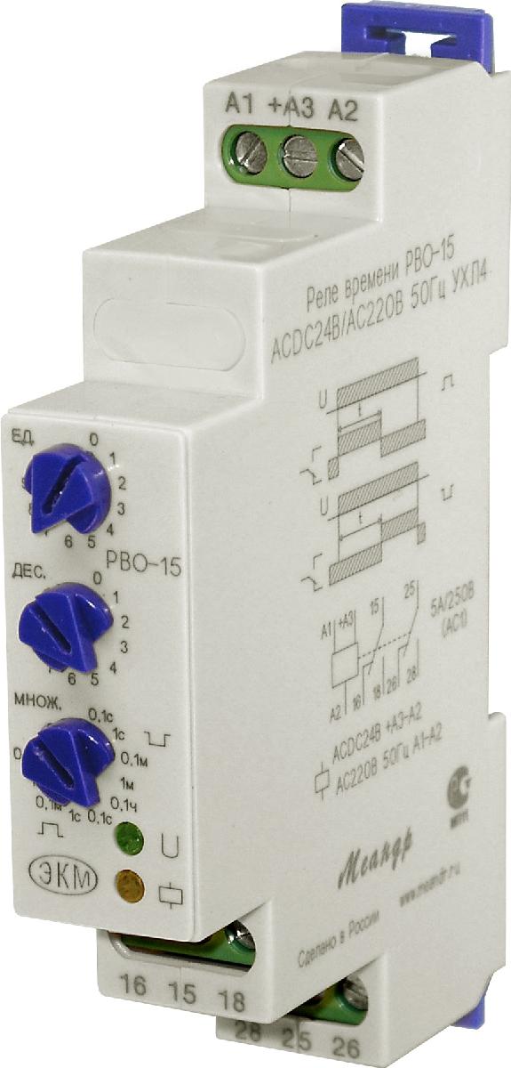 Реле времени Меандр РВО-15 ACDC24/АС220В УХЛ4 50 Гц (0,1сек.-9,9 час)