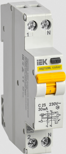 Выкл. авт. диф. тока АВДТ32МL С25 30мА KARAT IEK