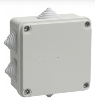Коробка распаячная IEK КМ41234 для открытой проводки 100х100х50мм IP55 (RAL7035, 6 гермовводов)  UKO11-100-100-050-K41-55