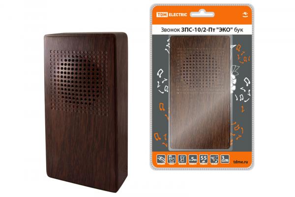 TDM ЭКО Звонок ЗПС-10/2-Пт (проводной без.кнопки,  сеть, "Птичка") Бук SQ1901-0027